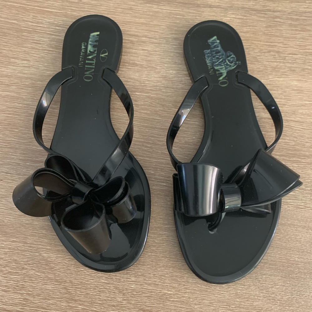 Valentino Couture Bow Jelly Flat Thong Sandal